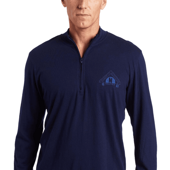 Nautica Men's Sleepwear Quarter Zip Knit Seaworthy
